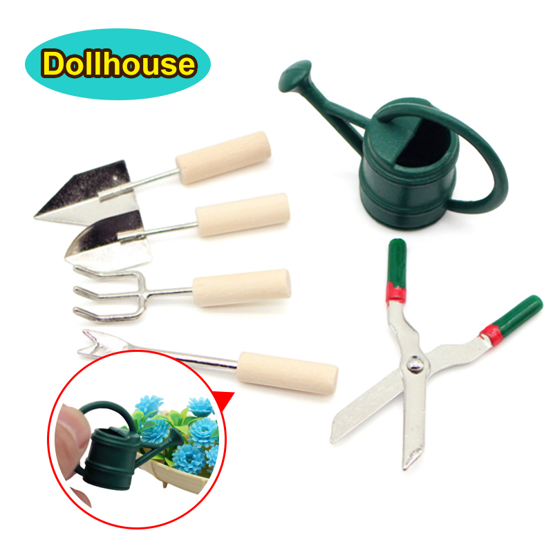 Gardening Tools Toys - 1/12 Poppenhuis Simulatie Gieter Spade Schaar